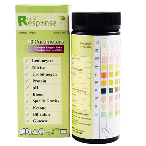 10 SG Urine Reagent Test Strips, 100/Bottle by Rapid Response