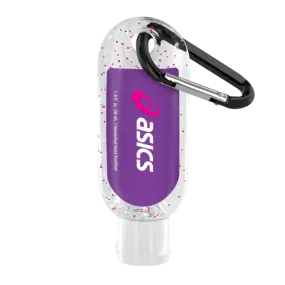 1.9 oz. Single Color Moisture Bead Sanitizer in Clear Bottle with Carabiner