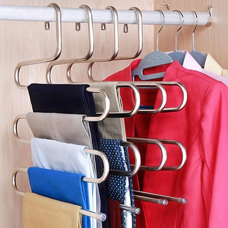 5-Layer Stainless Steel Pant Hanger for Enhanced Closet Organization
