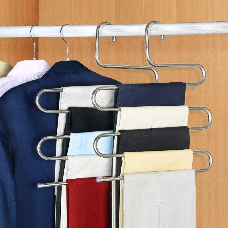 5-Layer Stainless Steel Pant Hanger for Enhanced Closet Organization