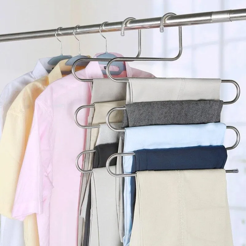 5-Layer Stainless Steel Pant Hanger for Enhanced Closet Organization