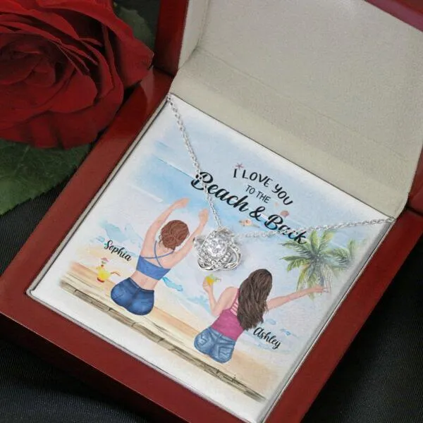 Besties Summer Beach Necklace With Personalized Message Card (9 Necklace Designs) - Name, Skin, Hair, Clothes, Drink, Background and Quote can be customized