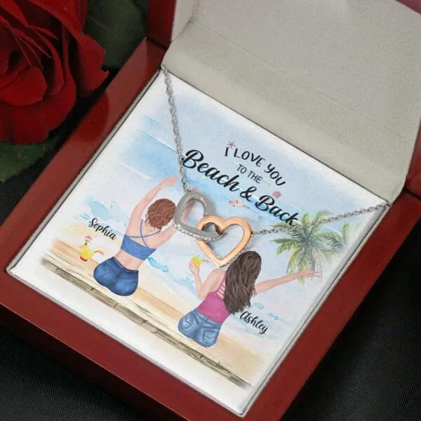 Besties Summer Beach Necklace With Personalized Message Card (9 Necklace Designs) - Name, Skin, Hair, Clothes, Drink, Background and Quote can be customized