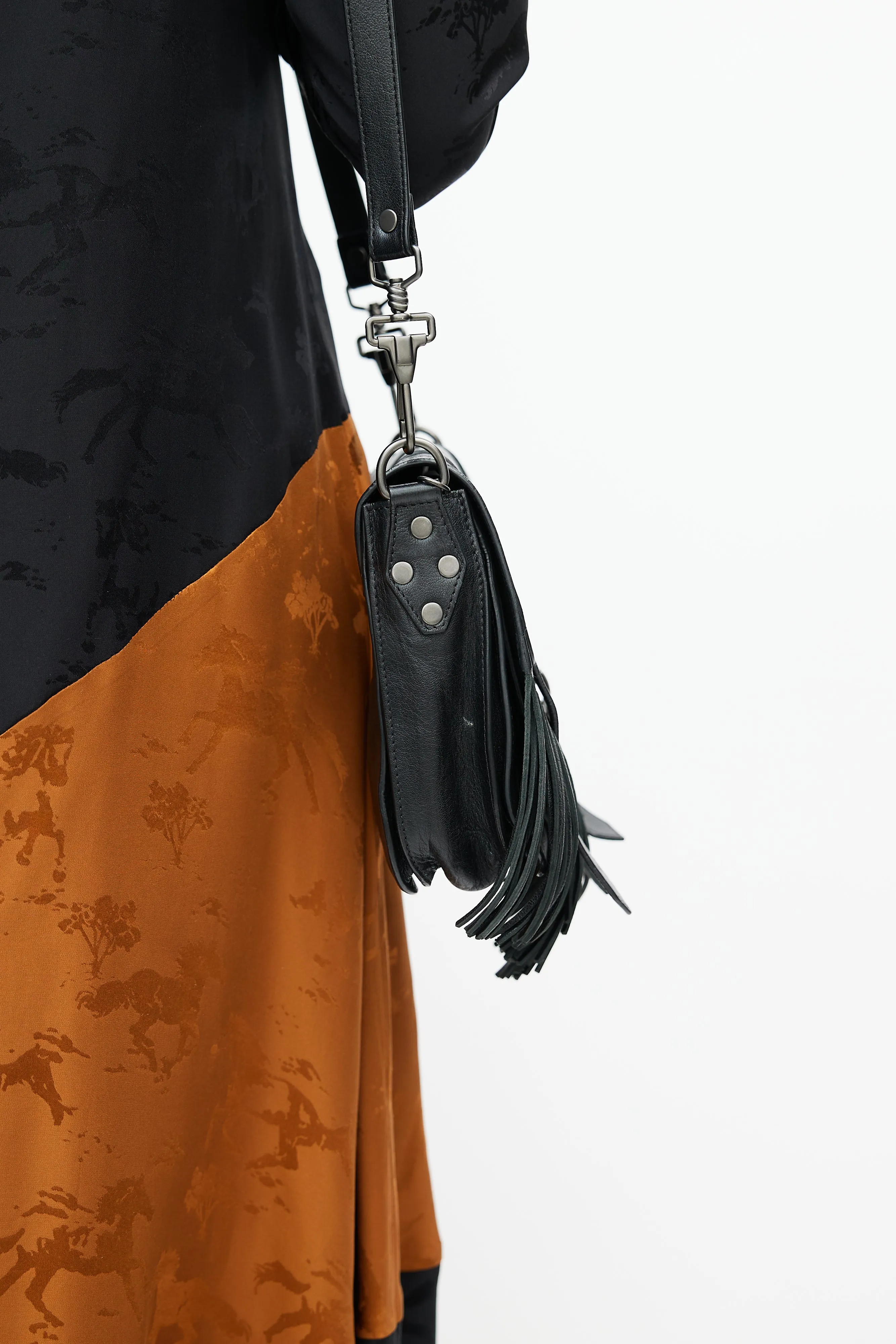 Black PS1 Leather Fringe Bag
