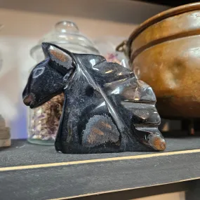 Blue Tiger Eye Carved Horse Head