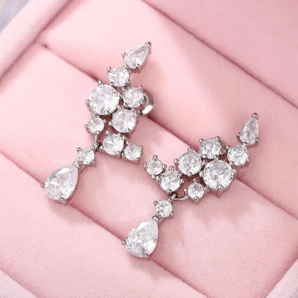 CAOSHI Graceful Luxury Pendant Earrings for Women Fashion Lady Wedding Ceremony Accessories with Dazzling Zirconia Chic Jewelry