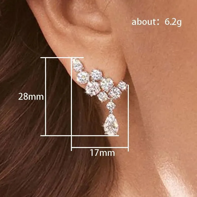 CAOSHI Graceful Luxury Pendant Earrings for Women Fashion Lady Wedding Ceremony Accessories with Dazzling Zirconia Chic Jewelry
