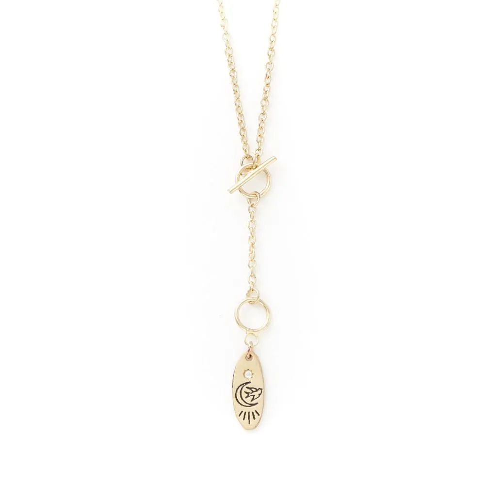 Charm Drop Lariat Necklace - Bird