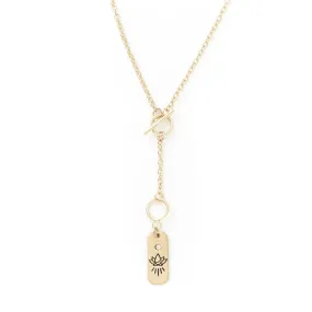 Charm Drop Lariat Necklace - Lotus