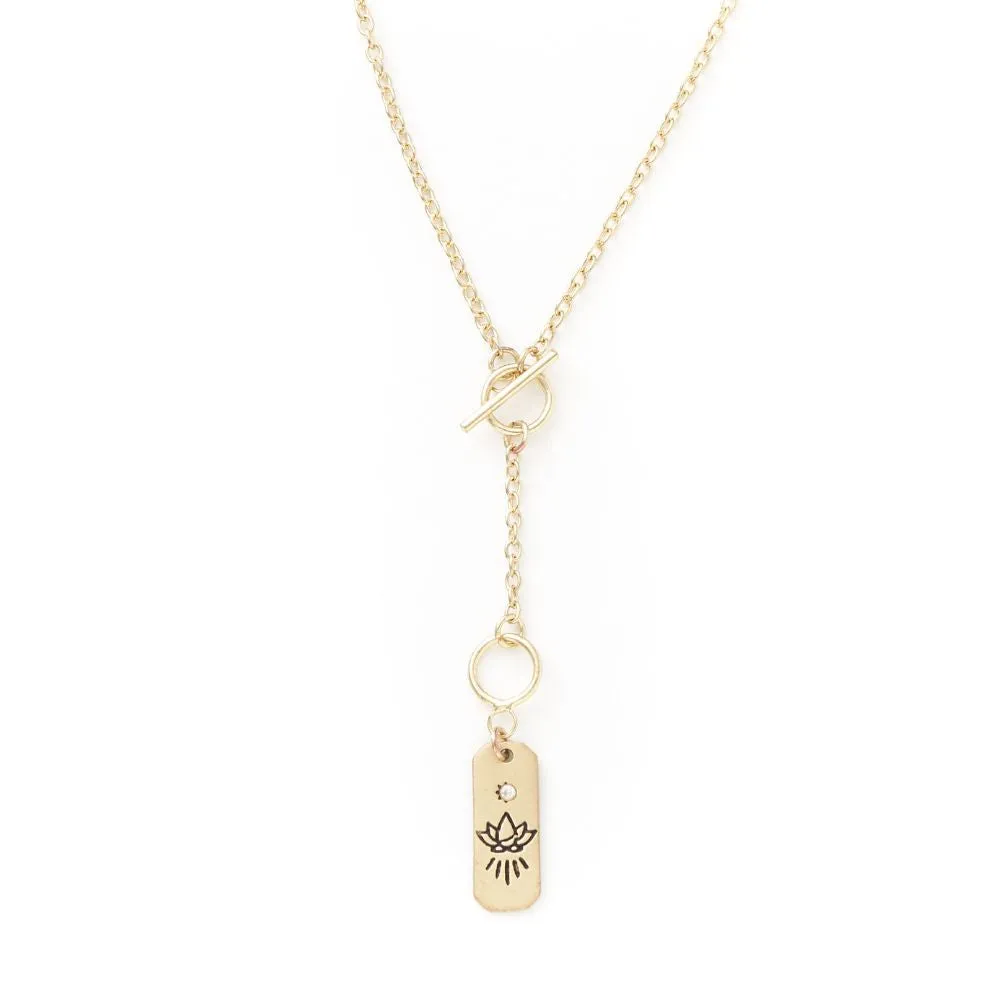 Charm Drop Lariat Necklace - Lotus
