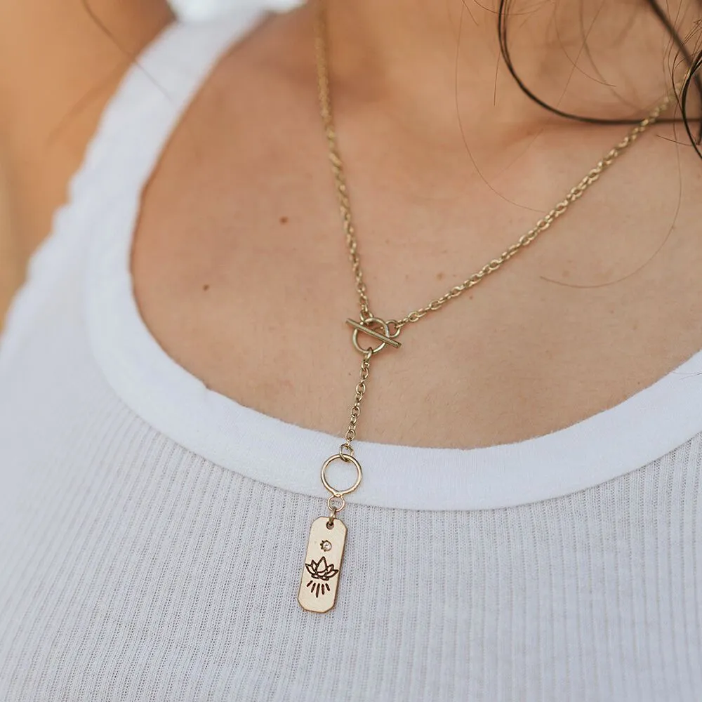 Charm Drop Lariat Necklace - Lotus