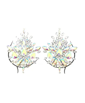 Crystal Icicle Nipple Pasties in Frozen Silver