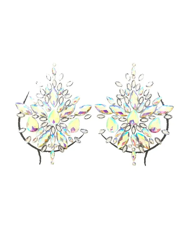 Crystal Icicle Nipple Pasties in Frozen Silver
