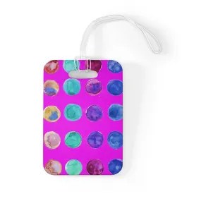 Cute Watercolor Polka Dots Designer Travel Luggage Suitcase Bag Tag - Made in USA