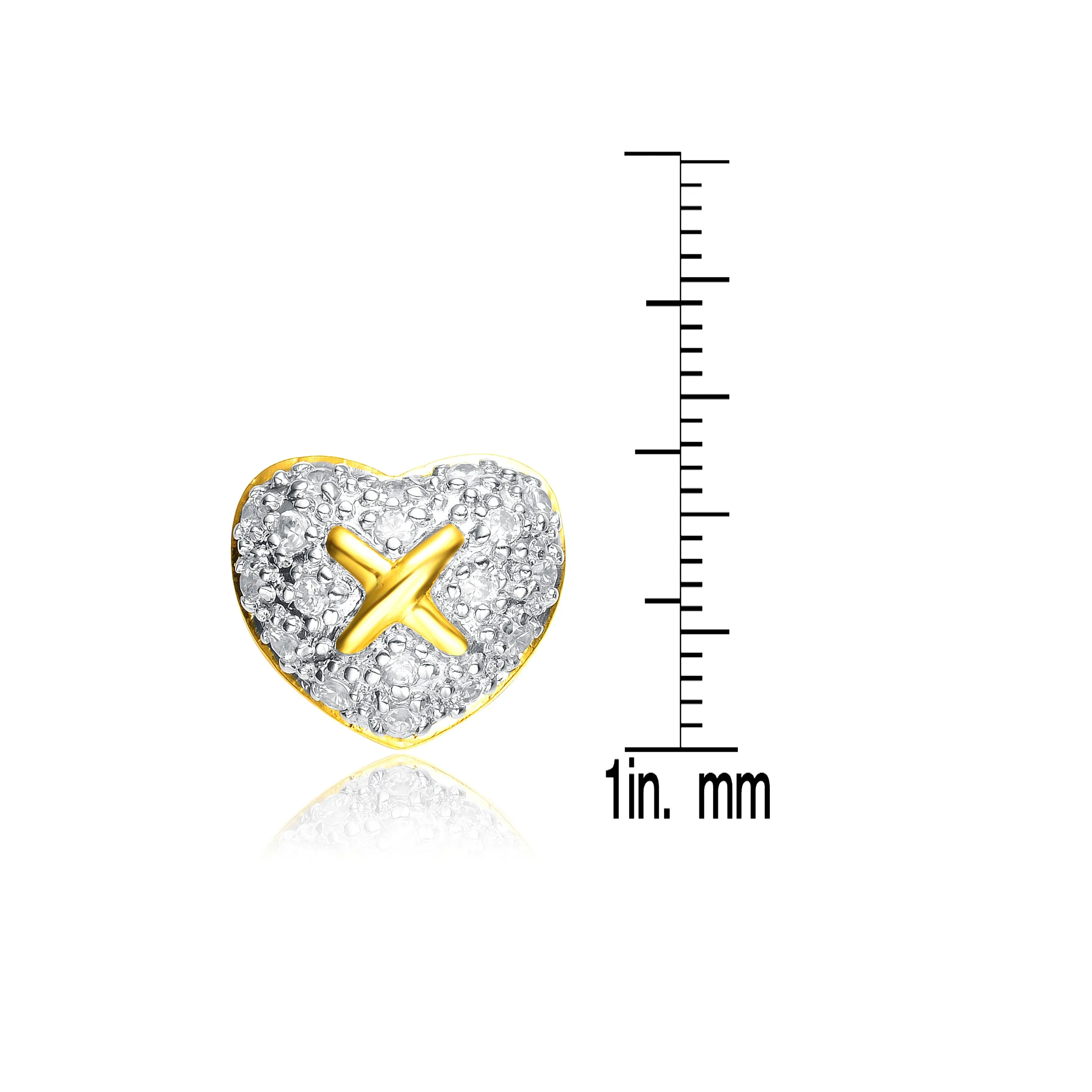 CZ Sterling Silver Gold Plated Heart Earrings