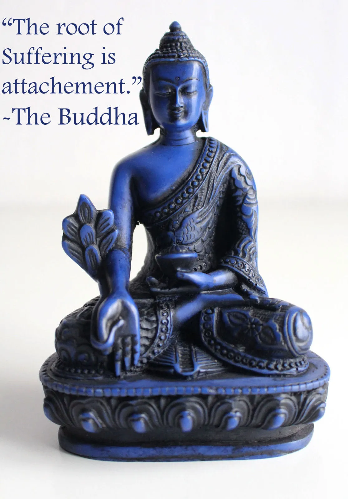 Dragon Carved Blue Color Resin Medicine Buddha Statue 5"