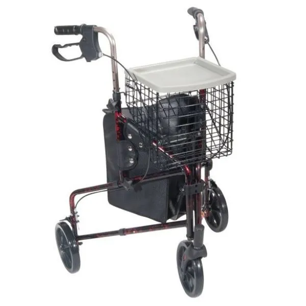Drive Medical Deluxe 3 Wheel Aluminum Rollator w/ 7.5 Inch Castors
