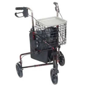 Drive Medical Deluxe 3 Wheel Aluminum Rollator w/ 7.5 Inch Castors