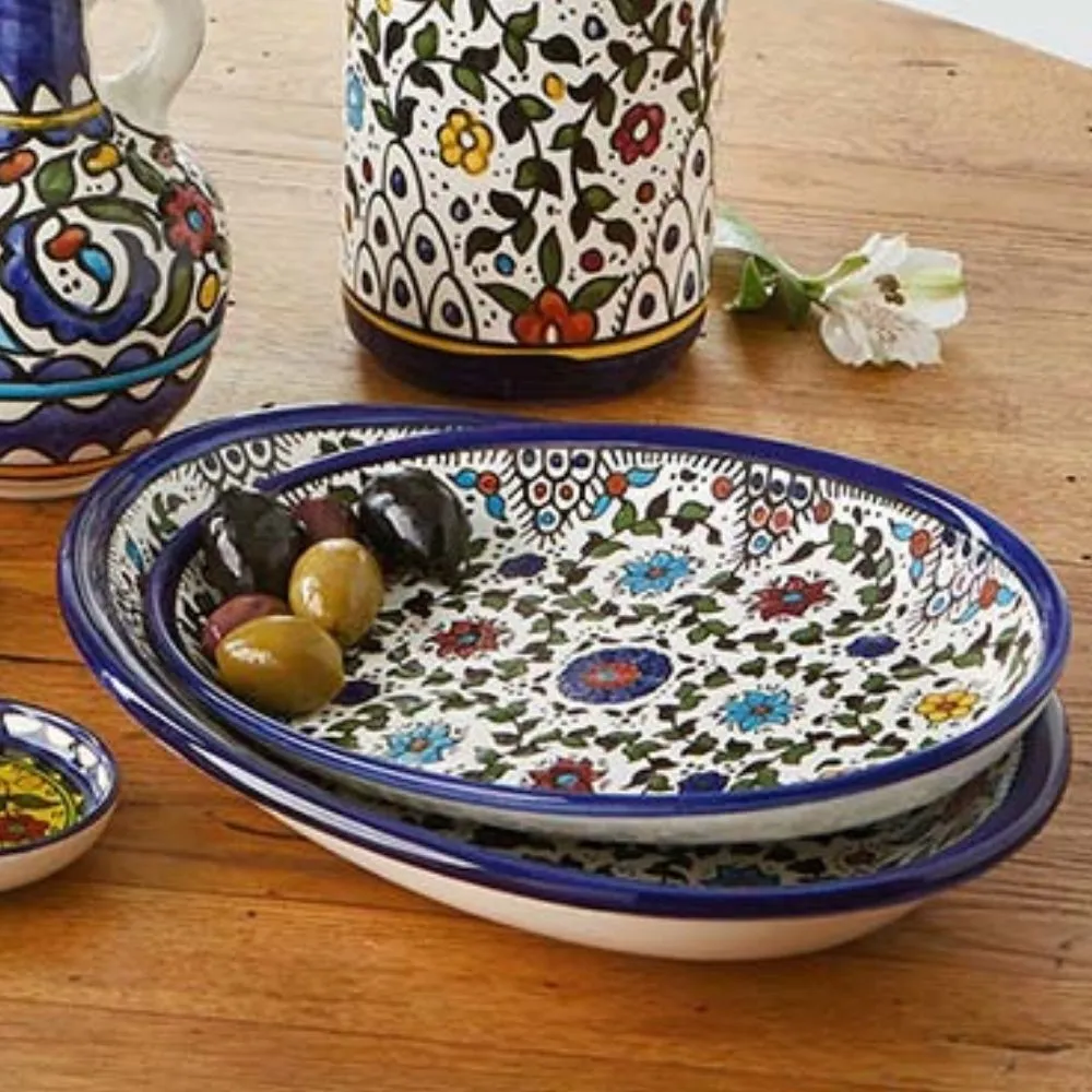 Hand-painted West Bank Oval Tray