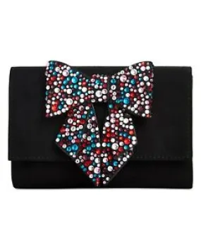 INC International Concepts Maraa Gemstone Bow Clutch Handbag Women's Bag Purse - Black