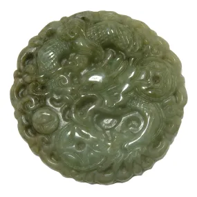 Jade Amulet Money Dragon Rich Beyond Reality Green Coin Pendant