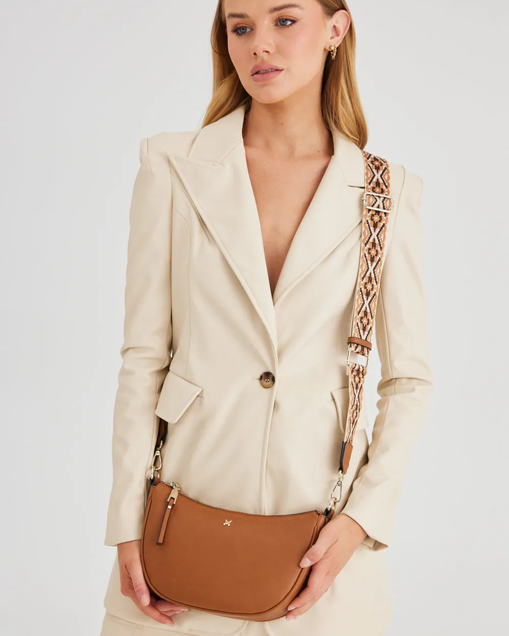 Layla Zip Top Curved Crossbody   Aztec Strap