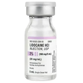 Lidocaine 2% HCl for Injection Single Dose Vial 5 mL Preservative Free 25/tray (Rx)