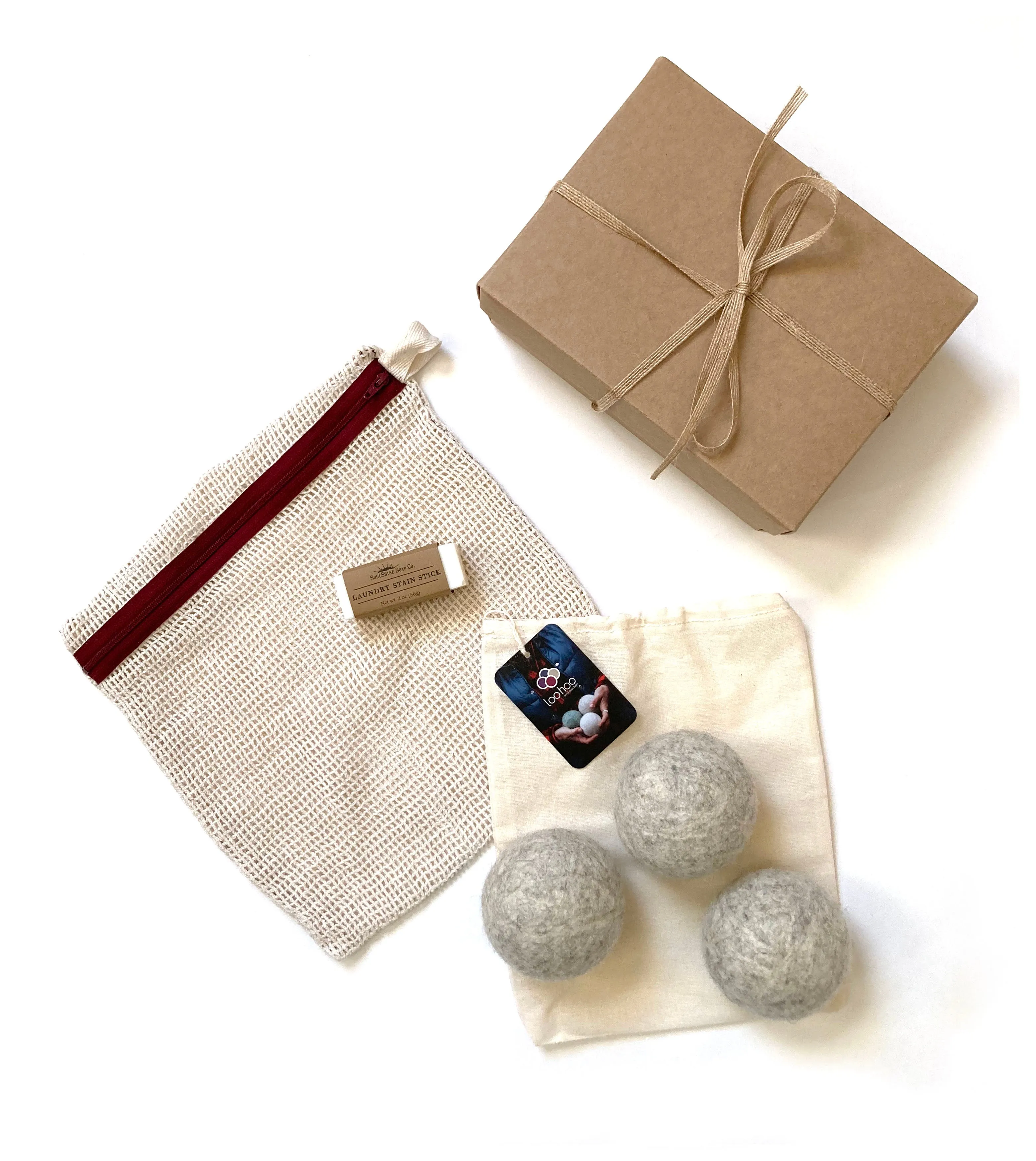 LooHoo Wool Dryer Balls Gift Set -  Natural Laundry