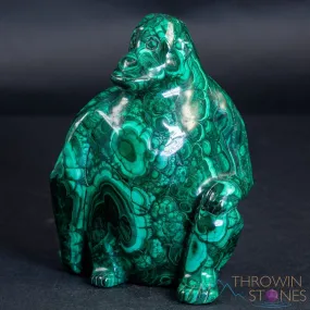 MALACHITE Gorilla, Stone Carving, Large - Hand Carved, Housewarming Gift, Home Decor, Healing Crystals and Stones, 39725