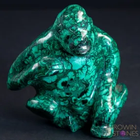 MALACHITE Gorilla, Stone Carving, Large - Hand Carved, Housewarming Gift, Home Decor, Healing Crystals and Stones, 39727