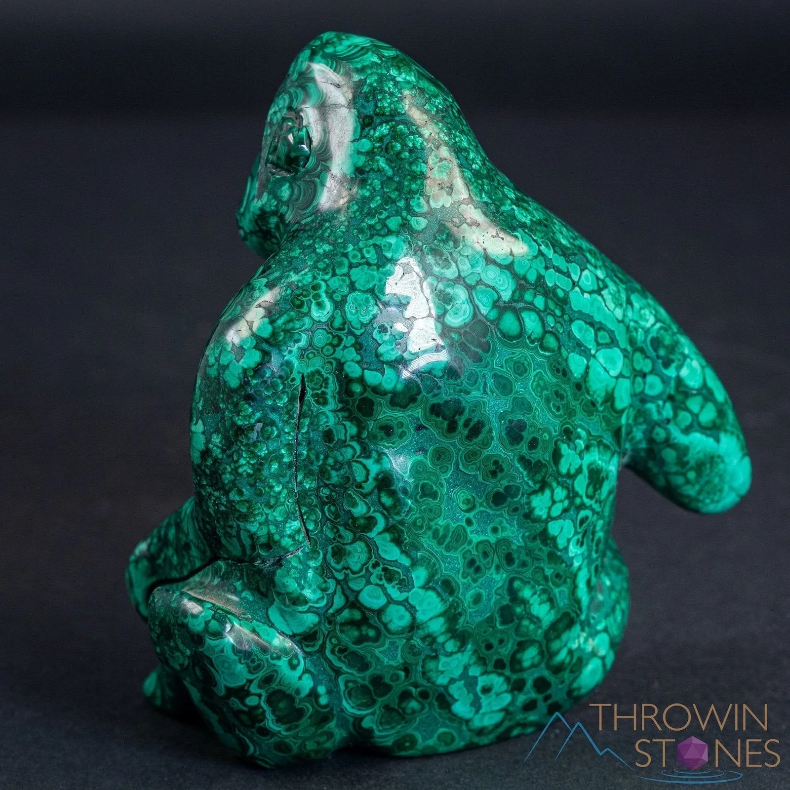 MALACHITE Gorilla, Stone Carving, Large - Hand Carved, Housewarming Gift, Home Decor, Healing Crystals and Stones, 39727