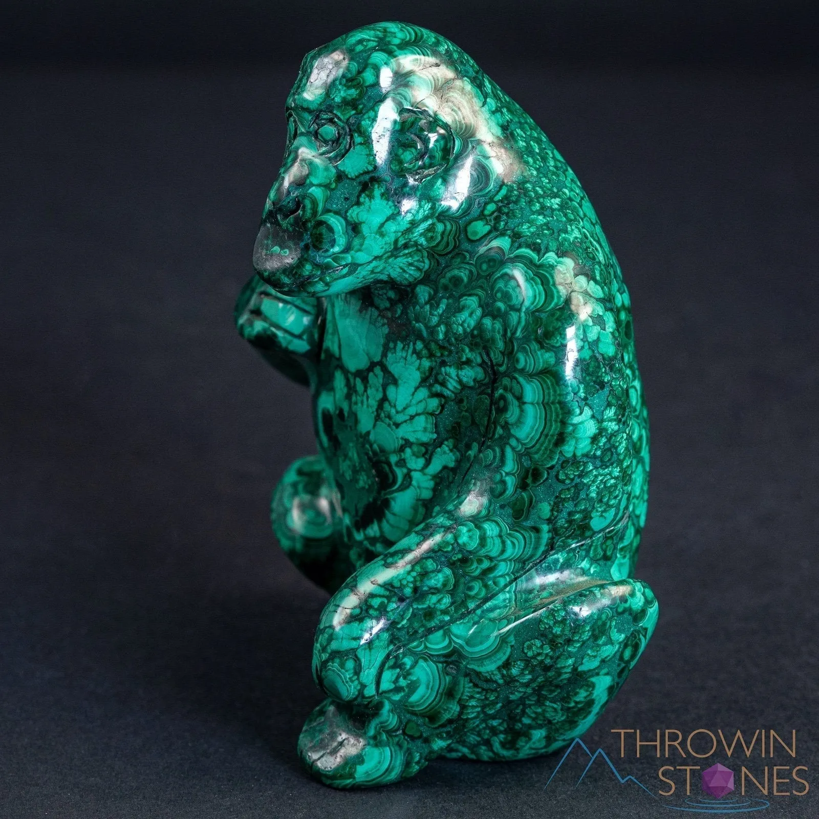 MALACHITE Gorilla, Stone Carving, Large - Hand Carved, Housewarming Gift, Home Decor, Healing Crystals and Stones, 39727