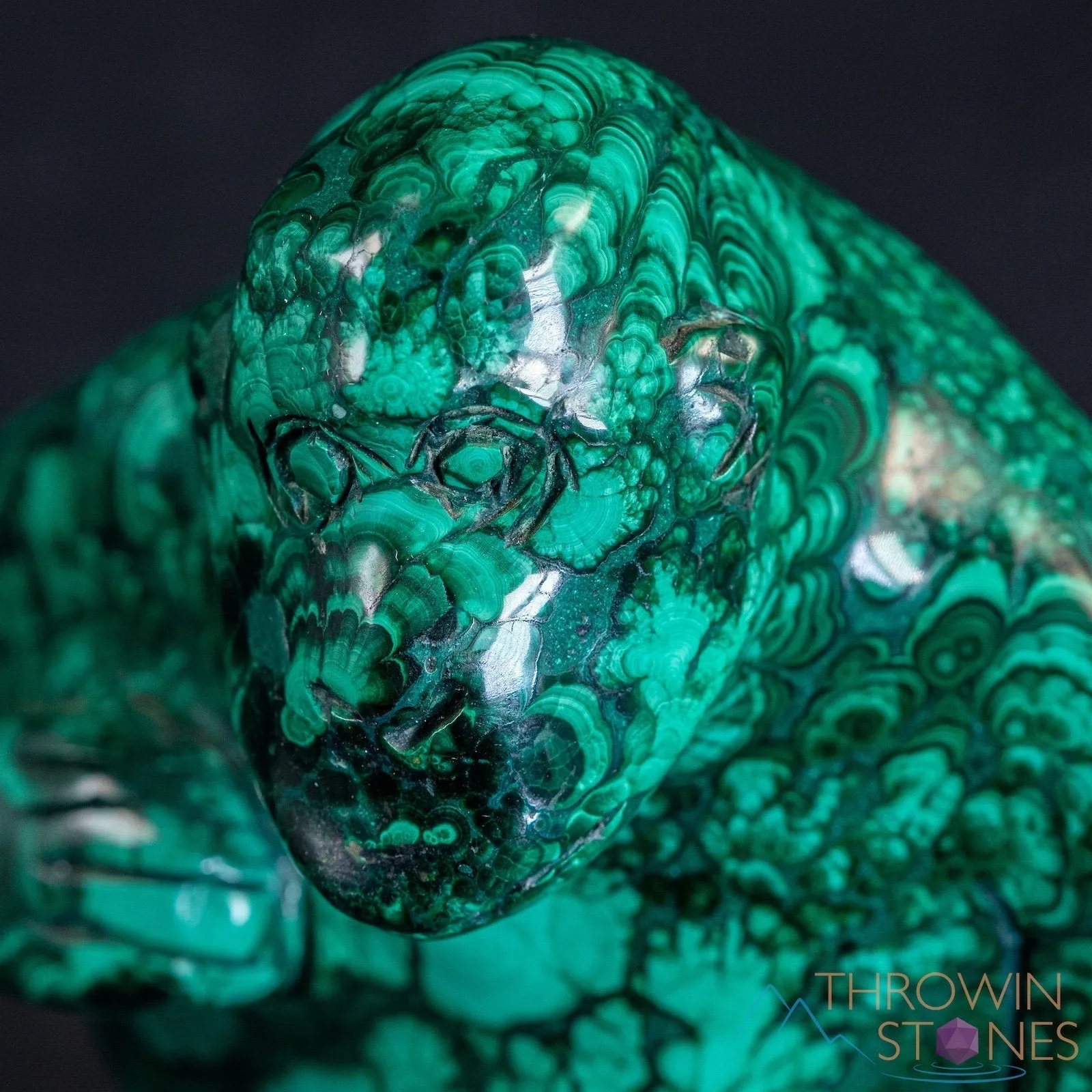 MALACHITE Gorilla, Stone Carving, Large - Hand Carved, Housewarming Gift, Home Decor, Healing Crystals and Stones, 39727