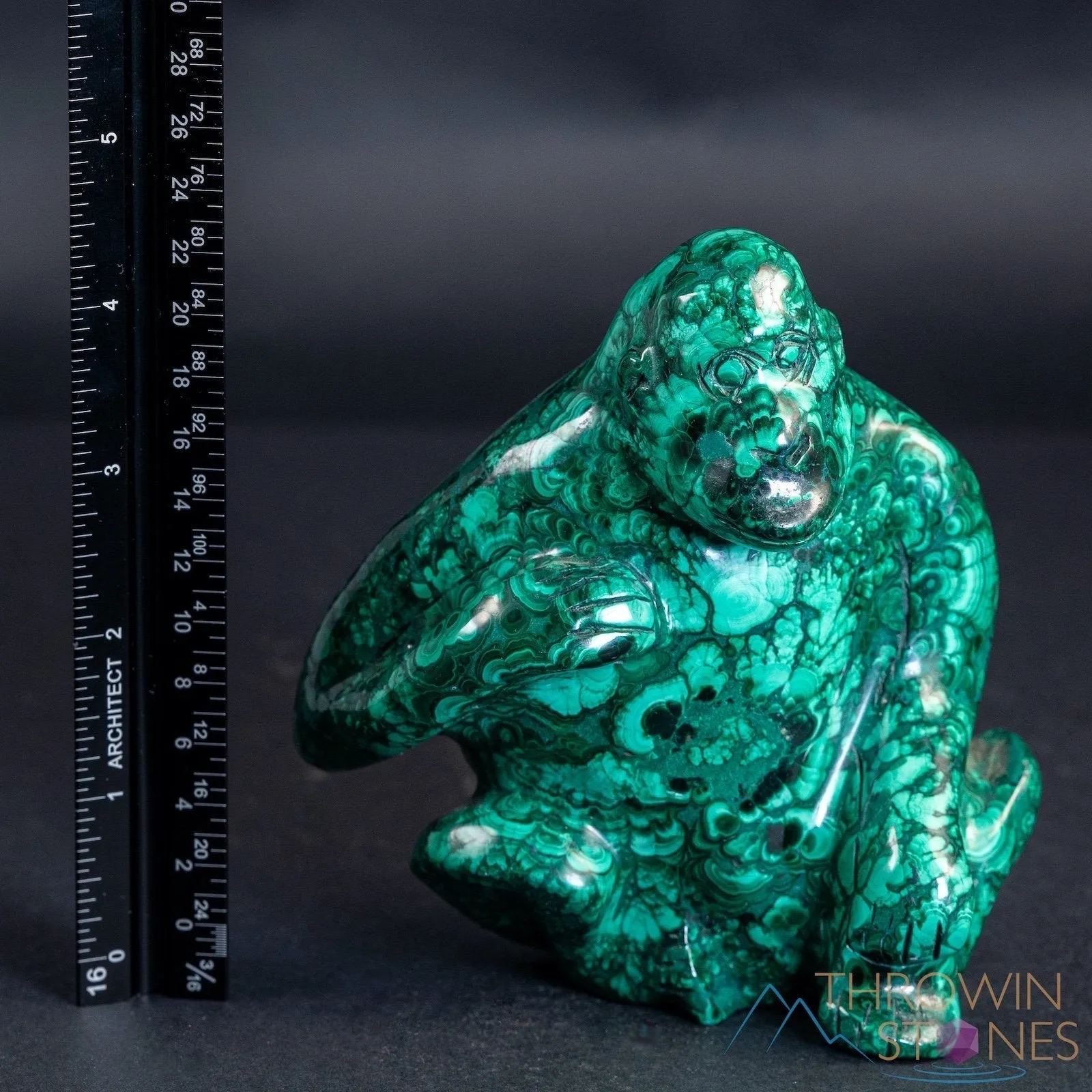 MALACHITE Gorilla, Stone Carving, Large - Hand Carved, Housewarming Gift, Home Decor, Healing Crystals and Stones, 39727