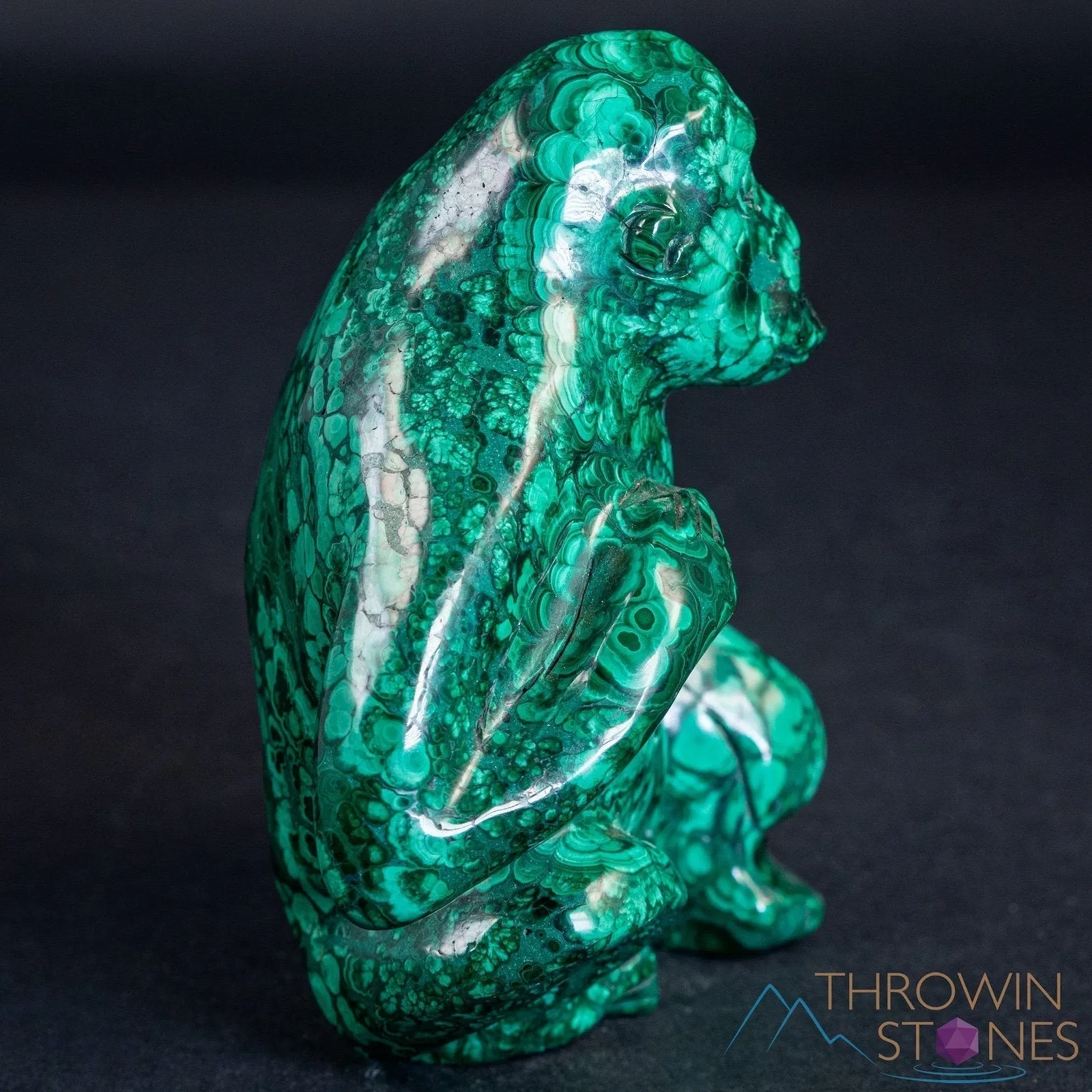 MALACHITE Gorilla, Stone Carving, Large - Hand Carved, Housewarming Gift, Home Decor, Healing Crystals and Stones, 39727