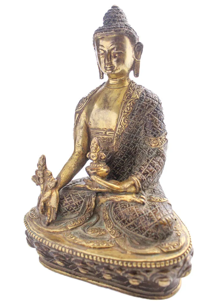 Medicine Buddha on a Lotus Healing Statue