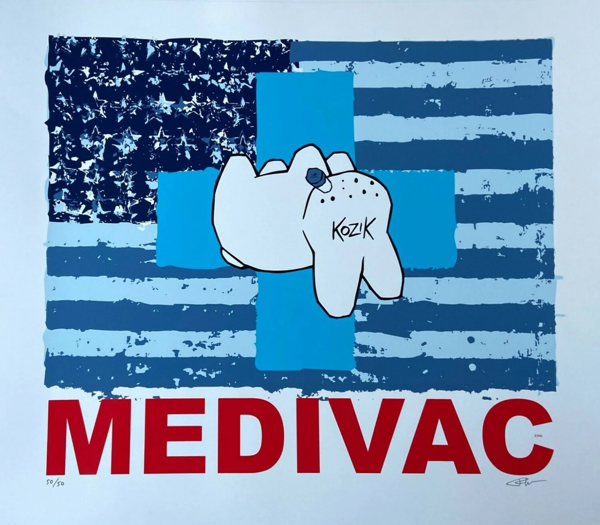 Medivac Blue Silkscreen Print by Frank Kozik