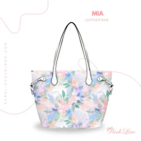 Mia Leather Bag | Digital Abstract Floral Design | Perfect Gift for Her | Elegant & Durable Fashion Tote