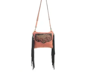 Millstone Fringed Hand-Tooled Bag in Pink S-9602