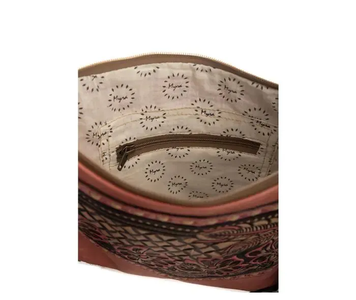 Millstone Fringed Hand-Tooled Bag in Pink S-9602