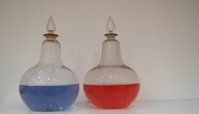 Pair of Victorian Blown Glass Chemist Carboys or Apothecary Jars