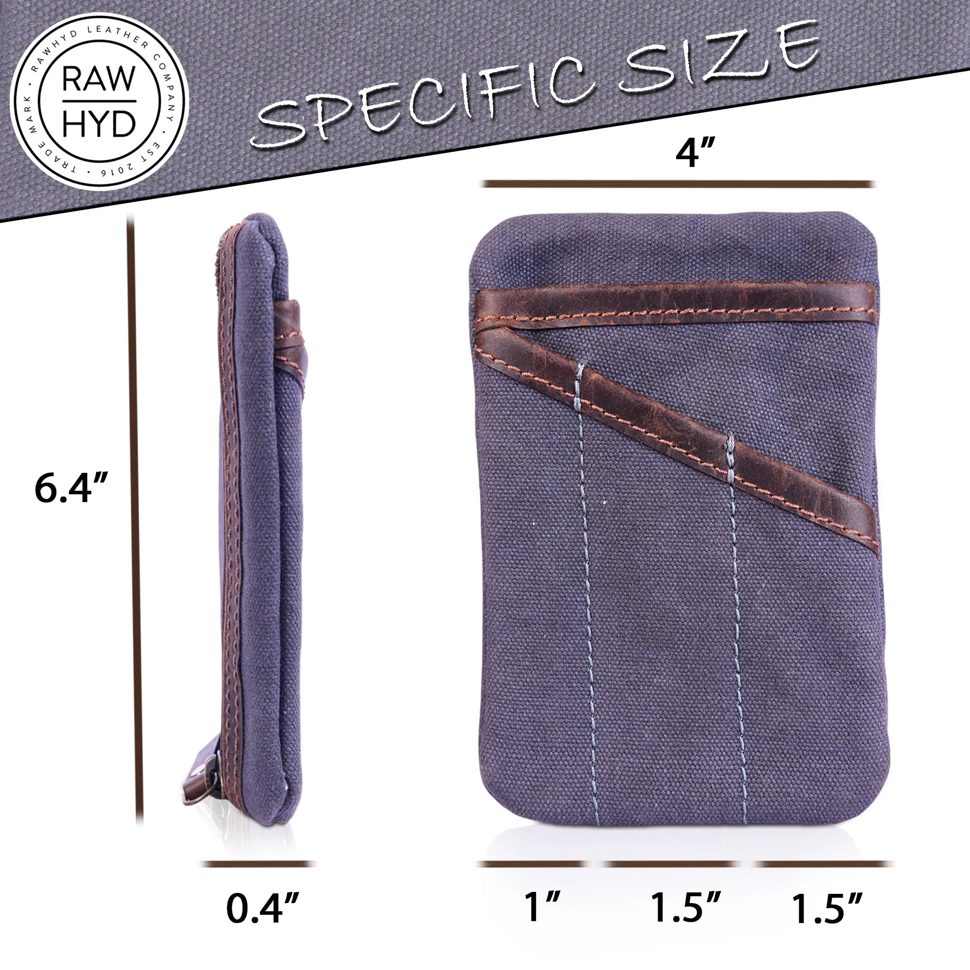 RAWHYD Waxed Canvas EDC Pocket Organizer with zipper pouch (6” x 4” x .5”)