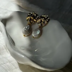 Round Pearl Drop Earrings